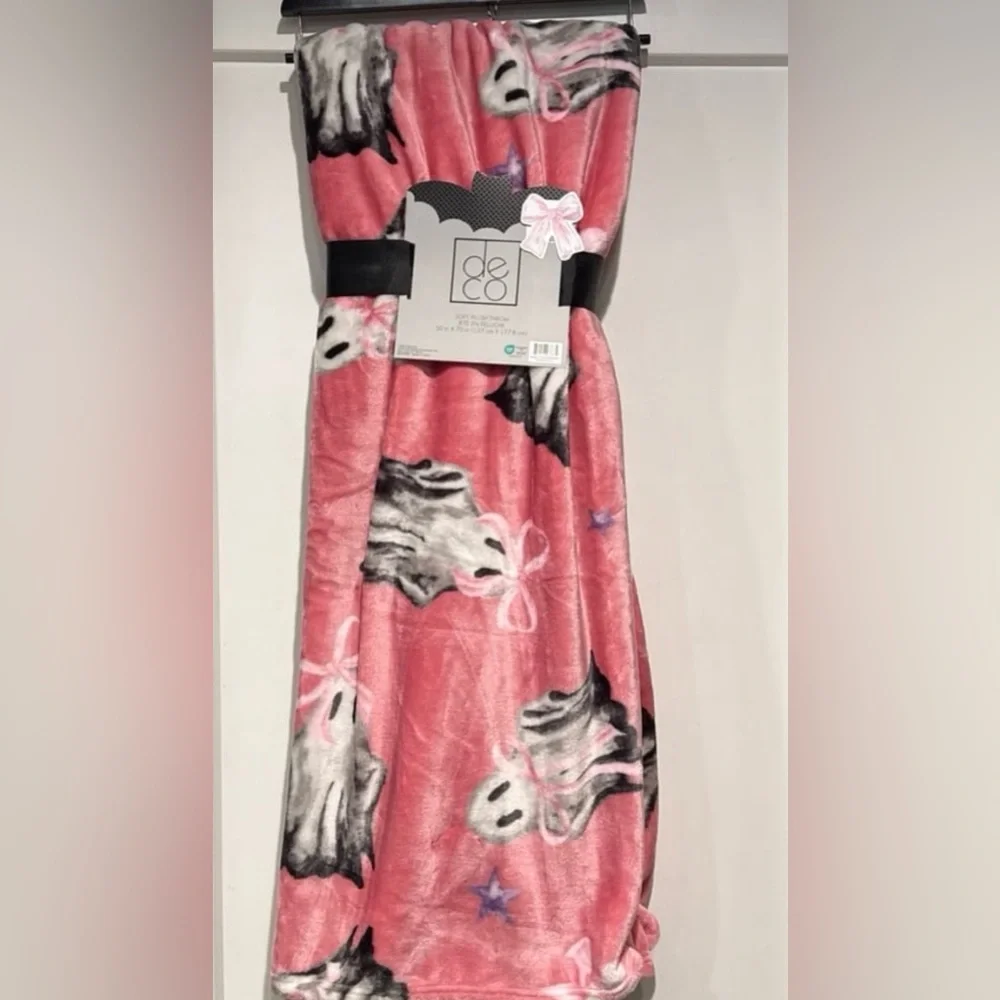 Halloween Pink bow Ghost blanket